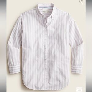 J.Crew Relaxed-fit washed cotton poplin shirt in bold stripe, lavender, size 0
